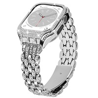 Couverture de montre à monture ultra métallique pour femmes, acier inoxydable cristal, bracelet de montre intelligente série 8 pour bracelets Apple 49mm, bracelets de montre de luxe