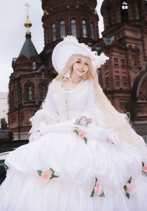 Vestido de noche blanco Vestido de corte Traje de actuación de drama Escenario retro Fiesta clásica europea Etiqueta Estudio de fotografía - Product Image 2