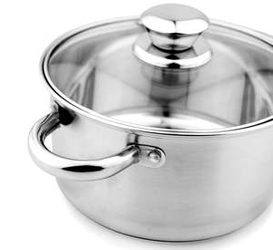 Cazuela amistosa de inducción de acero inoxidable con tapa de vidrio Cazuela para cocinar Cazuela inferior de inducción con tapa de vidrio - Product Image 4