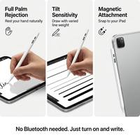 Stylet iPad à charge rapide Type-C, affichage LED de la puissance, autonomie 10-12h, rejet de la paume, fonction d'inclinaison, unibody en aluminium, 8 couleurs