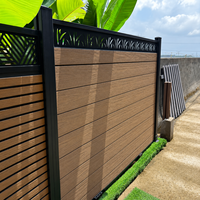 Clôture extérieure en composite bois-plastique (WPC) résistante aux taches, aux UV, à l'eau, durable et écologique, avec design à lattes