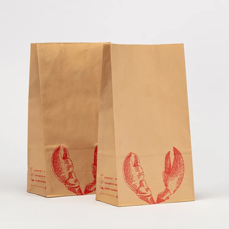 Pola krayfish cetak logo bisnis Anda Kustom Pabrik grosir restoran kemasan kertas tas makanan untuk dibawa