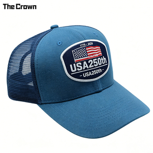 Casquette Trucker 6 Panneaux avec Patch Tissé Logo Personnalisé, Dos en Maille, Vente en Gros, Souvenir Anniversaire USA, Fabricant - Product Image 1