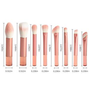 ชุดแปรงแต่งหน้าคริสตัลสีชมพูแบบพกพา8ชิ้นอุปกรณ์แต่งหน้าสำหรับผู้เริ่มต้นขนาดเล็กตัวอย่างฟรีสำหรับการใช้งานใบหน้า - Product Image 3