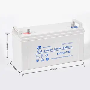 Zhongming top sale 12v 100 amp hour battery deep cycle gel lead acid battery for solar storage solar and system;ups