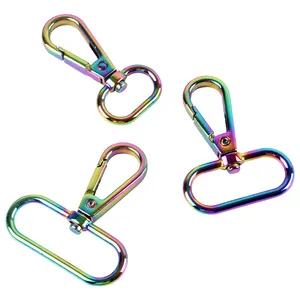 32 มม.Carabiners สปริงสแน็ปตะขอโลหะหัวเข็มขัดหมุนสแน็ปตะขอพวงกุญแจ