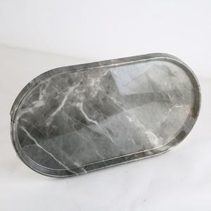 Modern Melamine Oval Tray <b>Black</b> White Marble Pattern Serving Platter Kitchen Decor - Product Image 3