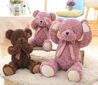 Ours en peluche brun timide en peluche, jouet en peluche, ours en peluche à articulation magnétique