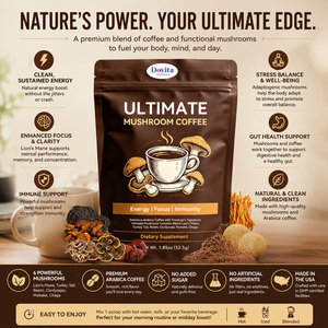 Fabriqué aux États-Unis OEM 10 en 1 Poudre de café instantané aux champignons Lion's Mane Reishi Chaga Cordyceps Énergie Concentration Immunité Certifié GMP - Product Image 3