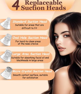 Portable Vacuum Blackhead Remover 4 Suction Heads Adjustable USB Rechargeable Waterproof <b>Pore</b> <b>Cleaner</b> - Product Image 4