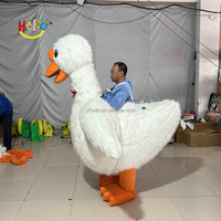 Costume gonflable d'animal en peluche pour adulte, oie blanche, pour marcher et rouler
