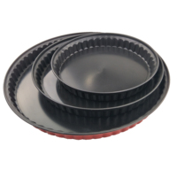 Sartén para tarta estriada de acero al carbono antiadherente, plato para tarta de manzana, bandeja para hornear, bandeja para hornear desmontable redonda de encaje