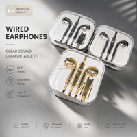 Écouteurs USB Type C élégants en or, filaires, stéréo, avec micro intégré pour appels, musique et divertissement