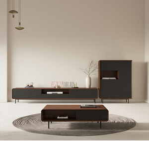 Set Mobile TV e Tavolino di Lusso Moderno, Parete Attrezzata Minimalista, Mobili in Legno <span class=keywords><strong>per</strong></span> Casa o Hotel <span class=keywords><strong>per</strong></span> Camera da Letto e <span class=keywords><strong>Soggiorno</strong></span> - Product Image 4