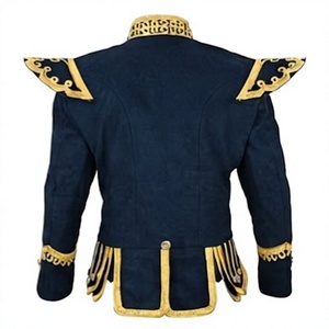 Veste doublette écossaise pour homme en laine, style uniforme, avec bande brodée, col montant, fermeture boutonnée, imperméable, taille large, hiver - Product Image 2