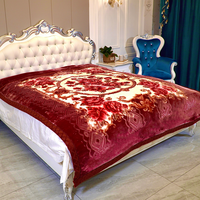 Couverture de lit chaude en raschel double épaisseur à motif floral, style américain, pour salon, vente en gros