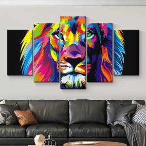 5 Panneaux Moderne Salon Décoré Toile Art Peinture Animal Courir Cheval Photos Intérieur Mur Art Décoration - Product Image 2