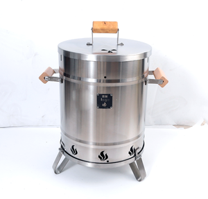 モダンなステンレス製バレル型チャコールグリル、軽量で耐久性のある屋外用スモーカーBBQ、キャンプに最適、KEEP KAMP - Product Image 1