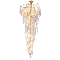 Long lustre branche d'arbre personnalisé pendentif en verre lumière duplex bâtiment escalier cage d'escalier éclairage fournisseur