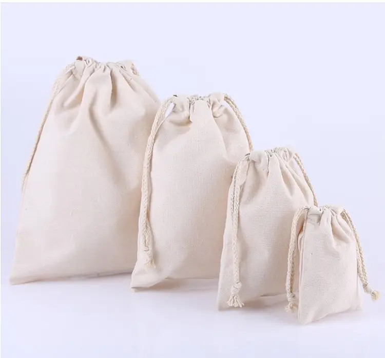 Sacchetto di cotone con coulisse panno di tè di riso tela Fine coulisse sacchetto di imballaggio regalo di stoffa piccola sacchetto di caramelle di nozze