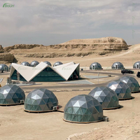 Tenda a Cupola Geodetica con Telaio in Alluminio Anodizzato e Vetro Cavo Resistente ai Raggi UV per Campeggi di Lusso e Resort