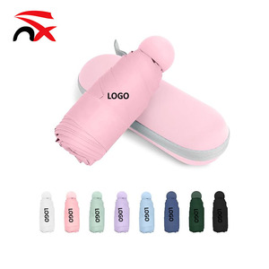 Ombrello Pieghevole Manuale a Cinque Sezioni con Logo Personalizzato, in Tessuto Pongee 190T, Mini Ombrello Tascabile Portatile per Giorni di Pioggia e Sole - Product Image 1