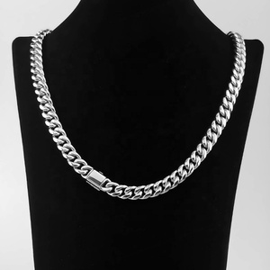 Collar Cubano de Acero Inoxidable para Hombre y Mujer, Joyería con Cierre de Cable, Accesorios Personalizados, Joyería Hip Hop, Cadena Cubana con Diamantes - Product Image 3