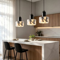 Lustre suspendu LED moderne de luxe en marbre, lampes rondes, pour plafond haut, hôtel, maison, salle à manger, salon, chambre à coucher