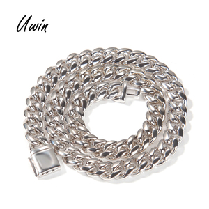 UWIN-Cadena de eslabones cubanos para mujer, Material de <span class=keywords><strong>Plata</strong></span> de Ley 925, Miami, collar cubano de 12mm, joyería de lujo de alta gama S925 - Product Image 1