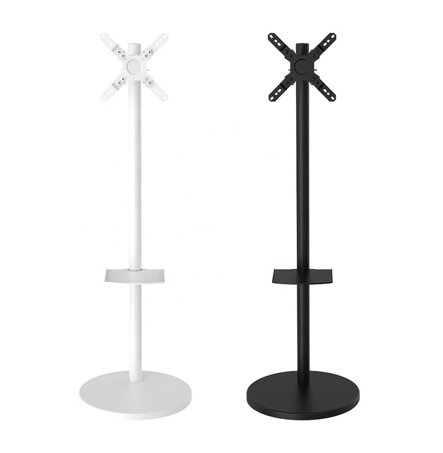 Hot Selling 14-40 Inch White Tilt-Adjustable Mobile TV Cart Floor Stand Rolling Base Cable Management Steel Clutter-Free Swivel