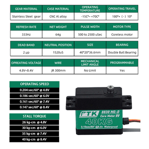 Ptk 8830 mg-D 40kg 1/10 kỹ thuật số <span class=keywords><strong>servo</strong></span> RC 180 grados bánh răng kim loại Alto mô-men xoắn HV <span class=keywords><strong>servo</strong></span> perfil bajo nhà máy tự làm phụ kiện - Product Image 2