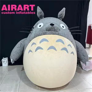 Film animale cartone animato gonfiabile personalizzato, marrone peluche totoro gonfiabile per la pubblicità