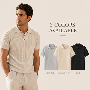 Polo Homme en Maille Câblée Mélange Lin Respirant à Manches Courtes, Logo Personnalisé, Haut Décontracté d'Été Léger et Doux de Qualité Supérieure - Product Image 4