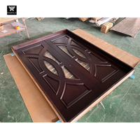 Portes d'entrée en bois d'acajou naturel pour maisons Design classique Portes extérieures françaises en bois Fabricant