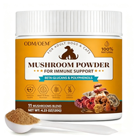 Complément alimentaire en poudre de champignons probiotiques fonctionnels pour animaux de compagnie, soutien de la santé immunitaire, cognitive et digestive, énergie cellulaire, bêta-glucanes, chien