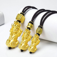 Pendentif Pixiu pour homme, porte-bonheur, nouveau collier en corde tressée plaqué or 999, perle de transfert pour femme, couple