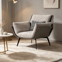 Fauteuil de loisirs moderne et minimaliste en métal, structure en acier inoxydable, canapé monoplace pour salon