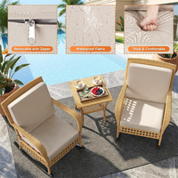 Ensemble de chaises à bascule en rotin de qualité supérieure pour patio, 3 pièces, chaise à bascule en rotin d'extérieur avec table basse