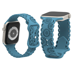 Correa para Reloj para <span class=keywords><strong>iPhone</strong></span> 8, Correa de Silicona con Cierre a Presión y Diseño de Girasol Grabado con Láser - Product Image 4