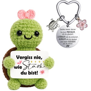 Un llavero <span class=keywords><strong>de</strong></span> tortuga hecho a mano adornado con una etiqueta inspiradora que dice Nunca olvides cuánto eres poderoso, como regalo. - Product Image 1