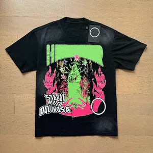 Camiseta de Diseño para Hombre, Estampada, 100% Algodón, Manga Corta, Transpirable, Holgada, Estilo Oversize - Product Image 4