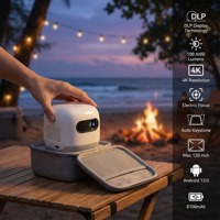 Mini projecteur intelligent Android 4K portable WiFi 6 2 Go de RAM pour home cinéma Batterie rechargeable DLP courte portée LED intégré 3m