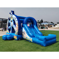 Château gonflable commercial en PVC bleu avec toboggan, pour l'extérieur ou l'intérieur, à vendre