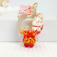 Porte-clés Maneki-Neko Anime en acrylique avec impression UV, paillettes flottantes liquides, breloque personnalisable, couleur créative, mode