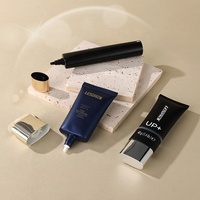 Recién llegado, gran venta, tubo suave cosmético, tubo de PE de forma plana para crema para el cuidado de la piel y protector solar con tapón de rosca plateado y dorado