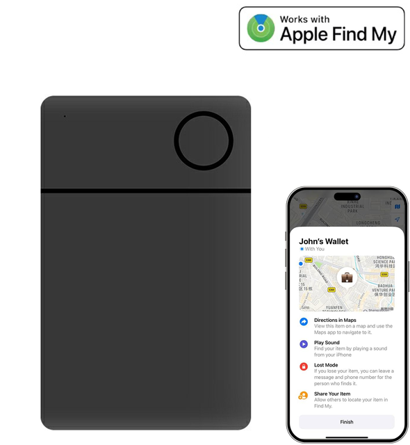 Slim Rechargeable Tracking Card for Find My,ultra-thin Wallet Finder for IOS, Item Locator for Wallets, Keys and Passports
