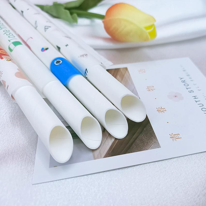 Bubble Tea Straight Straw Degradable Individually Packaged Paper Straws with Wrap Printing Pap