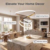 Nouvelle Arrivée Lustre Moderne Argenté à Hauteur Réglable LED 70W Ra90 Tricolore CCT Commutable Suspension Luminaire Suspendu Salon