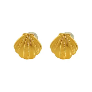 Top Fashion Jewelry High Quality Vintage Gold Stainless Steel Shell Earrings