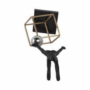 Statuetta scultorea in metallo di ginnasta su palla e cubo per decorare la casa, l'ufficio o la scrivania - Product Image 6